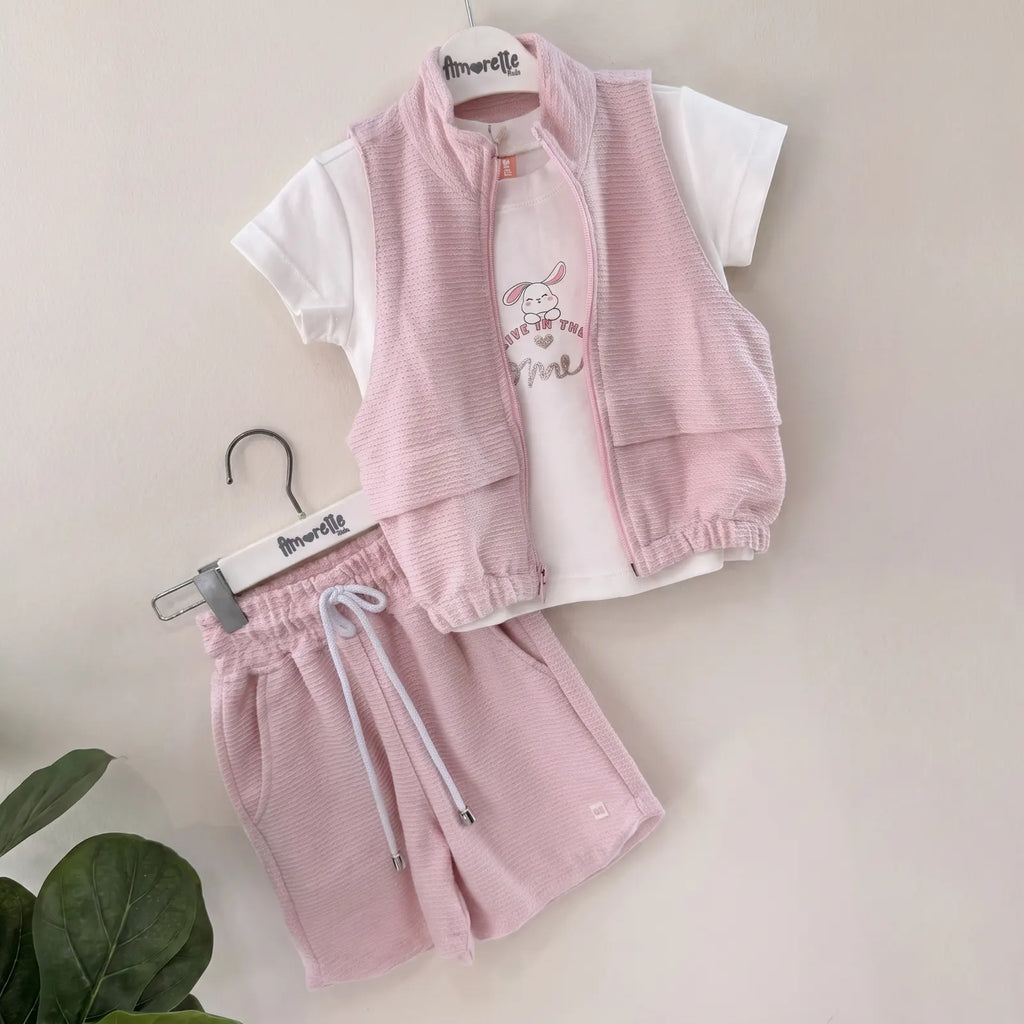 Que nota conjunto girls 3 prendas short y chaleco