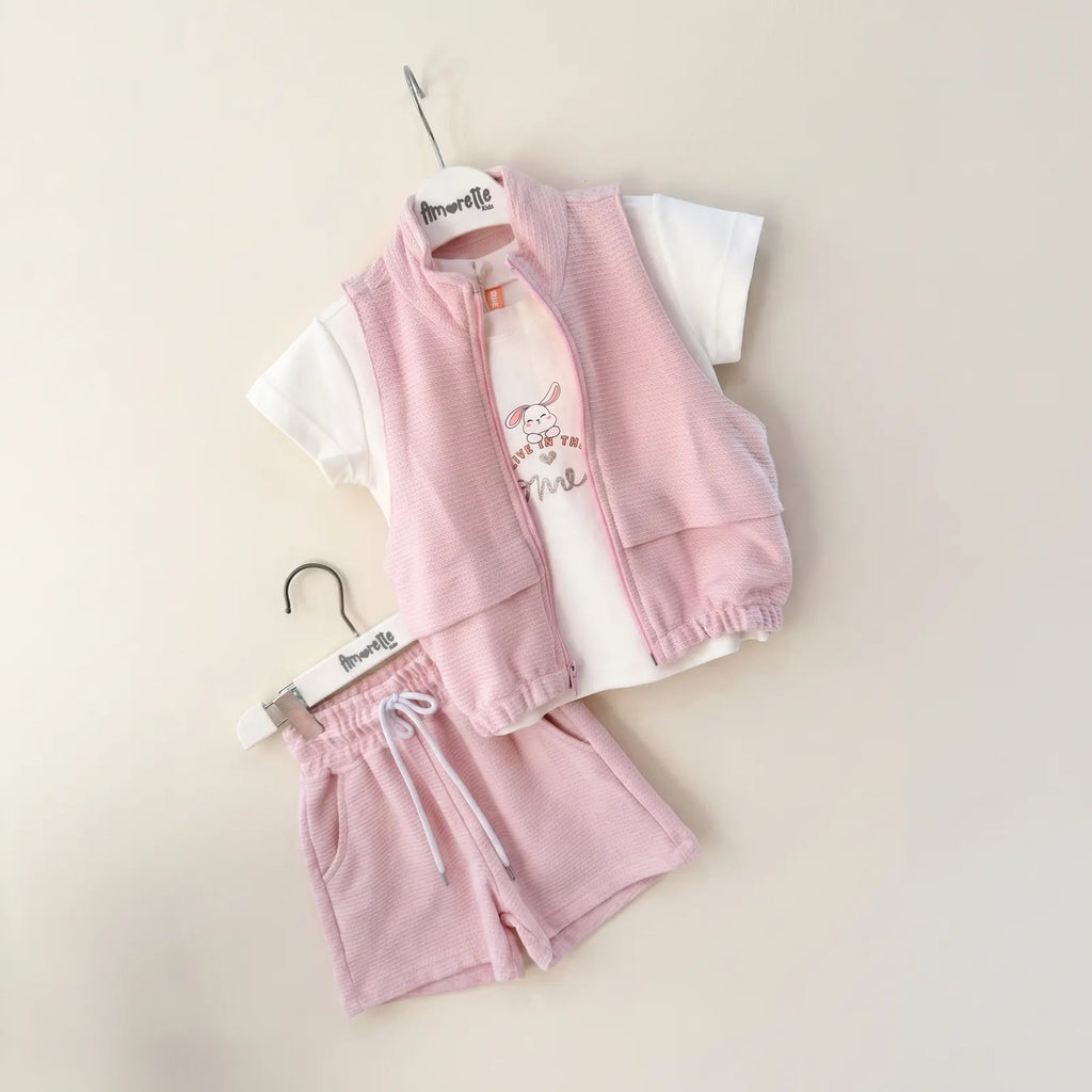 Que nota conjunto girls 3 prendas short y chaleco