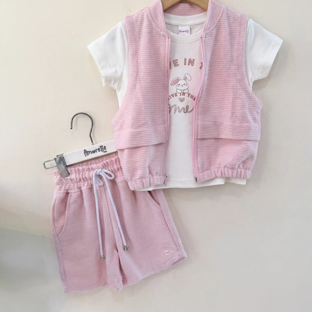 Que nota conjunto girls 3 prendas short y chaleco