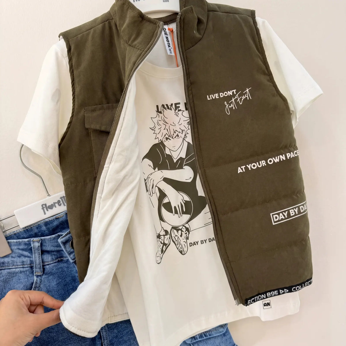 Quenota conjunto tres prendas niño chaleco camisa bermuda