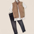 Que nota conjunto niño 3 prendas chaleco camisa y pantalon jean