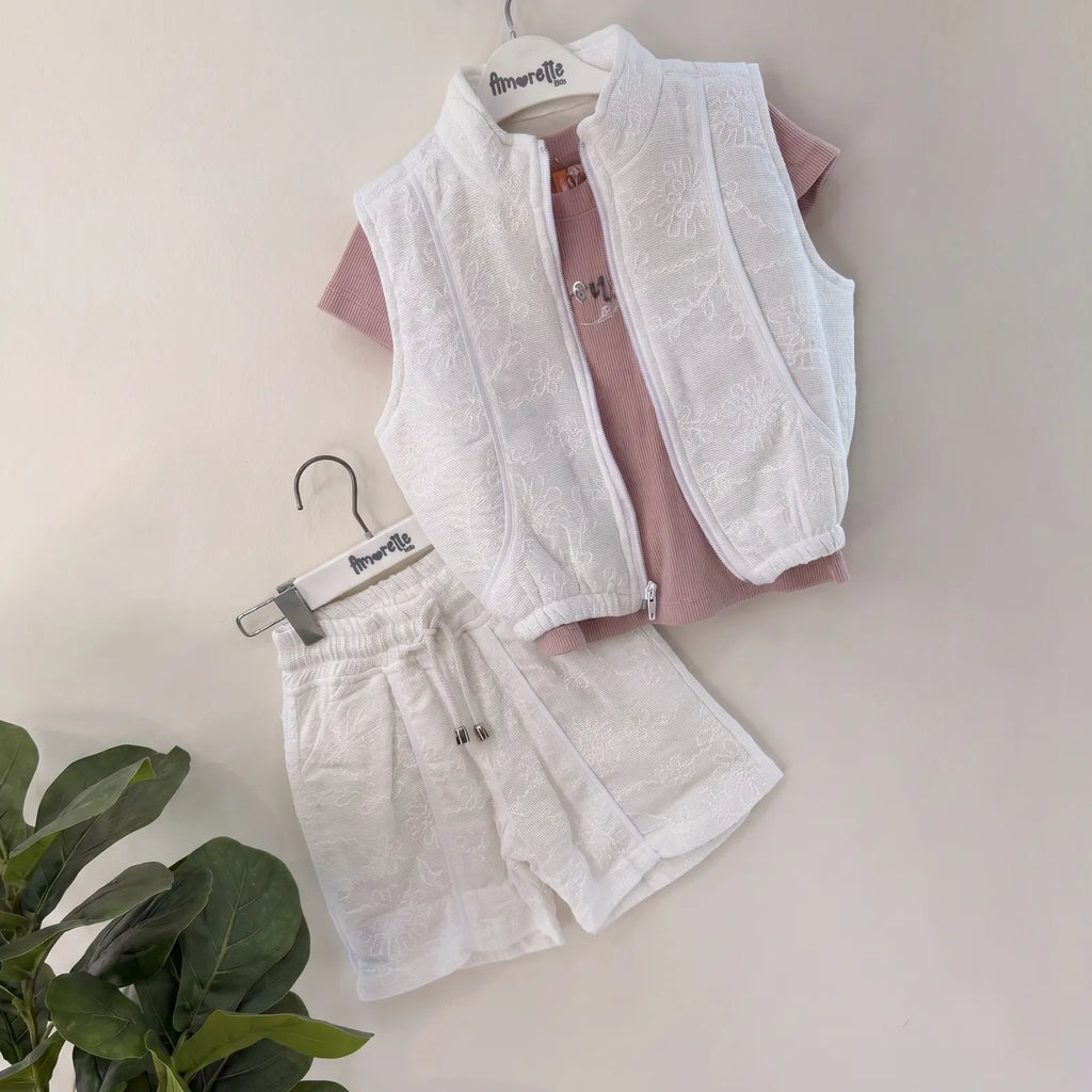 Que nota conjunto girls 3 prendas chaleco short y camisa